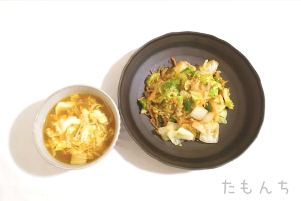 彩り野菜とそぼろの中華炒めの調理後写真